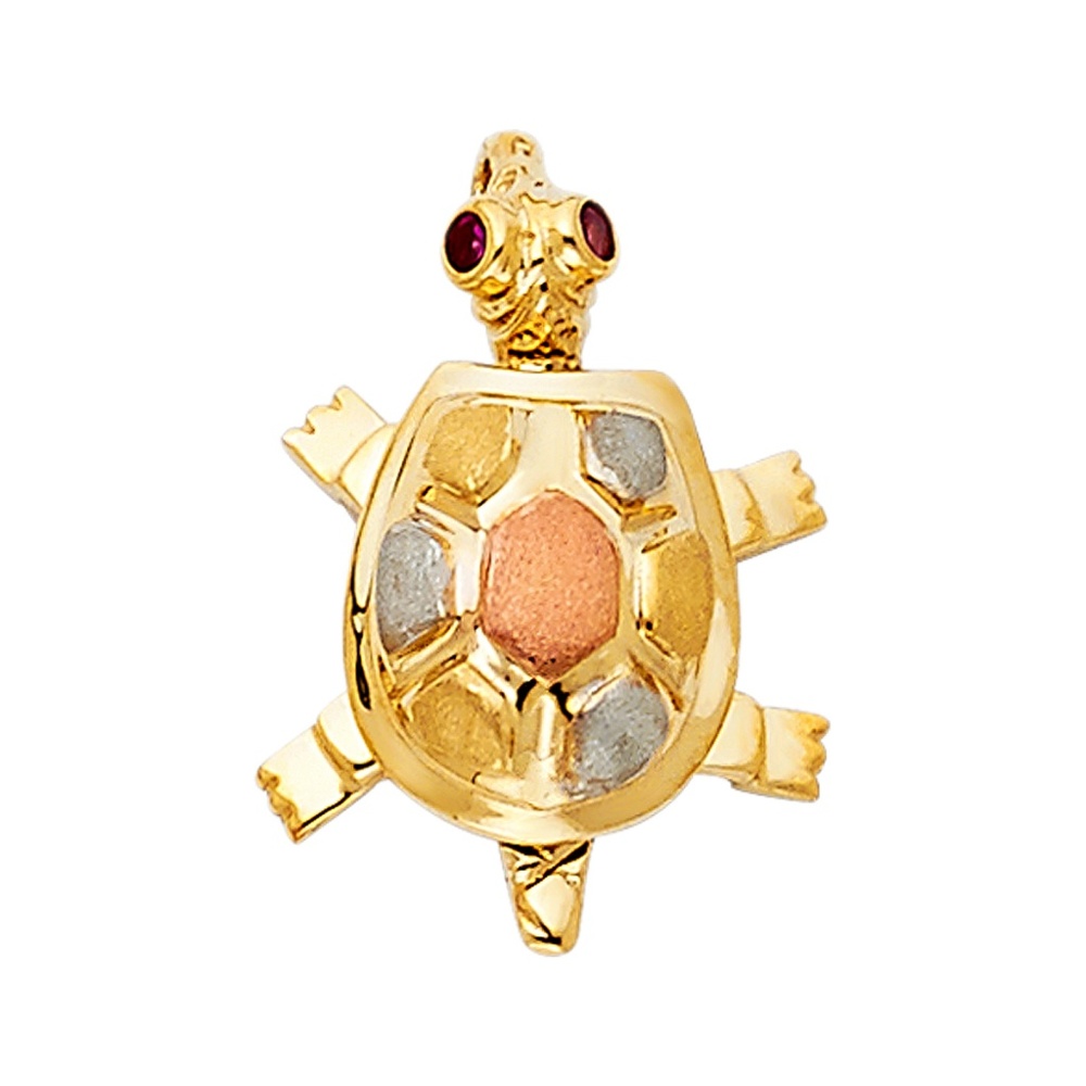 14K Tri Color Turtle Pendant - Picture 1 of 4